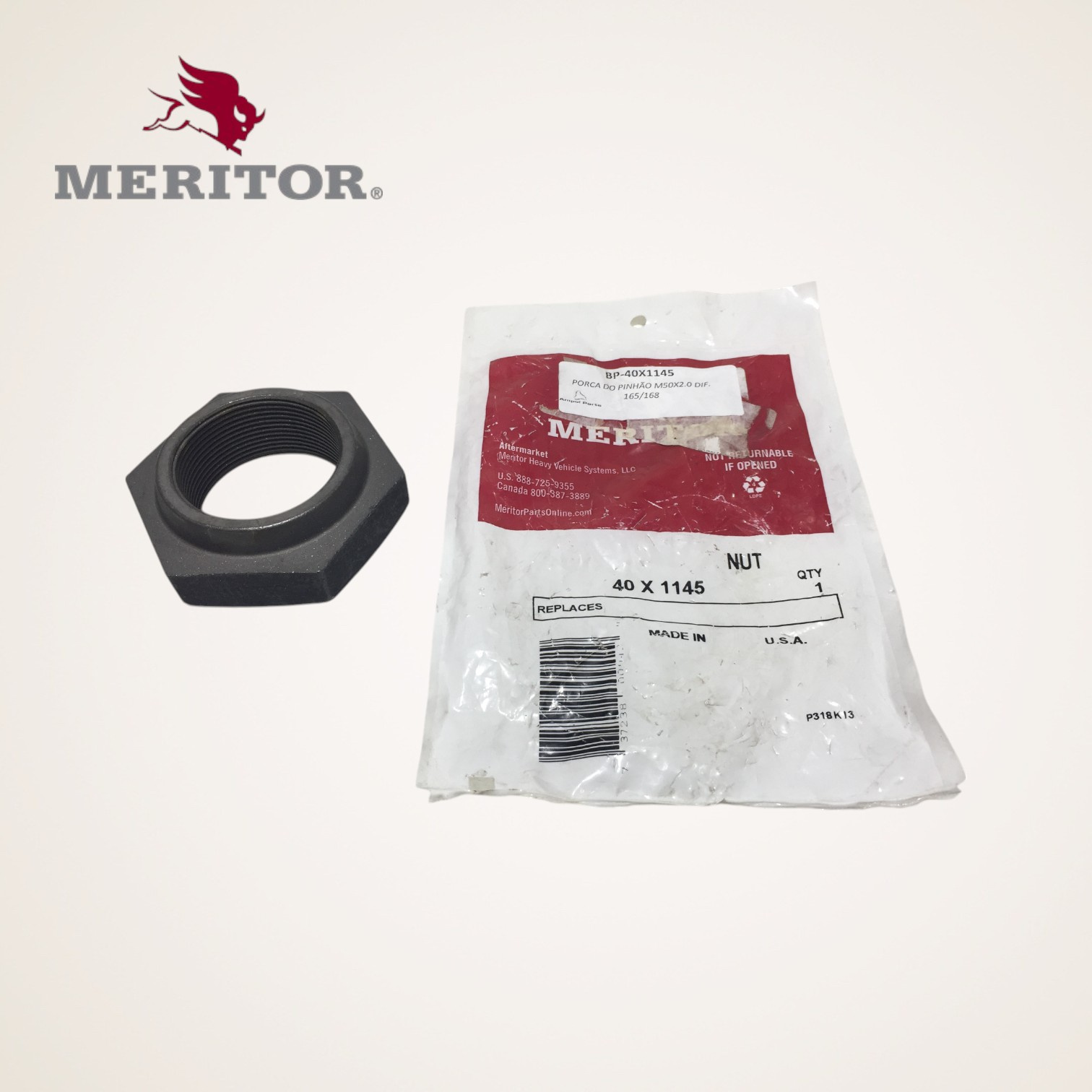 PORCA DO PINHAO M50X2,0 DIFERENCIAL ANTERIOR MD150-168 - TAK525215A - MERITOR