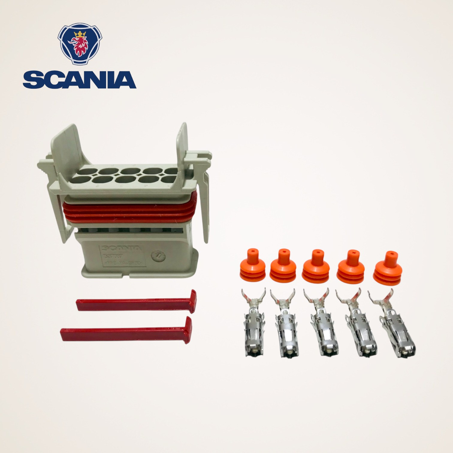 KIT CONECTOR ELETRICO COMPLETO PARA MODULO 10 VIAS CINZA SERIE4/L-P-G-R-S-T - 1537087 - SCANIA