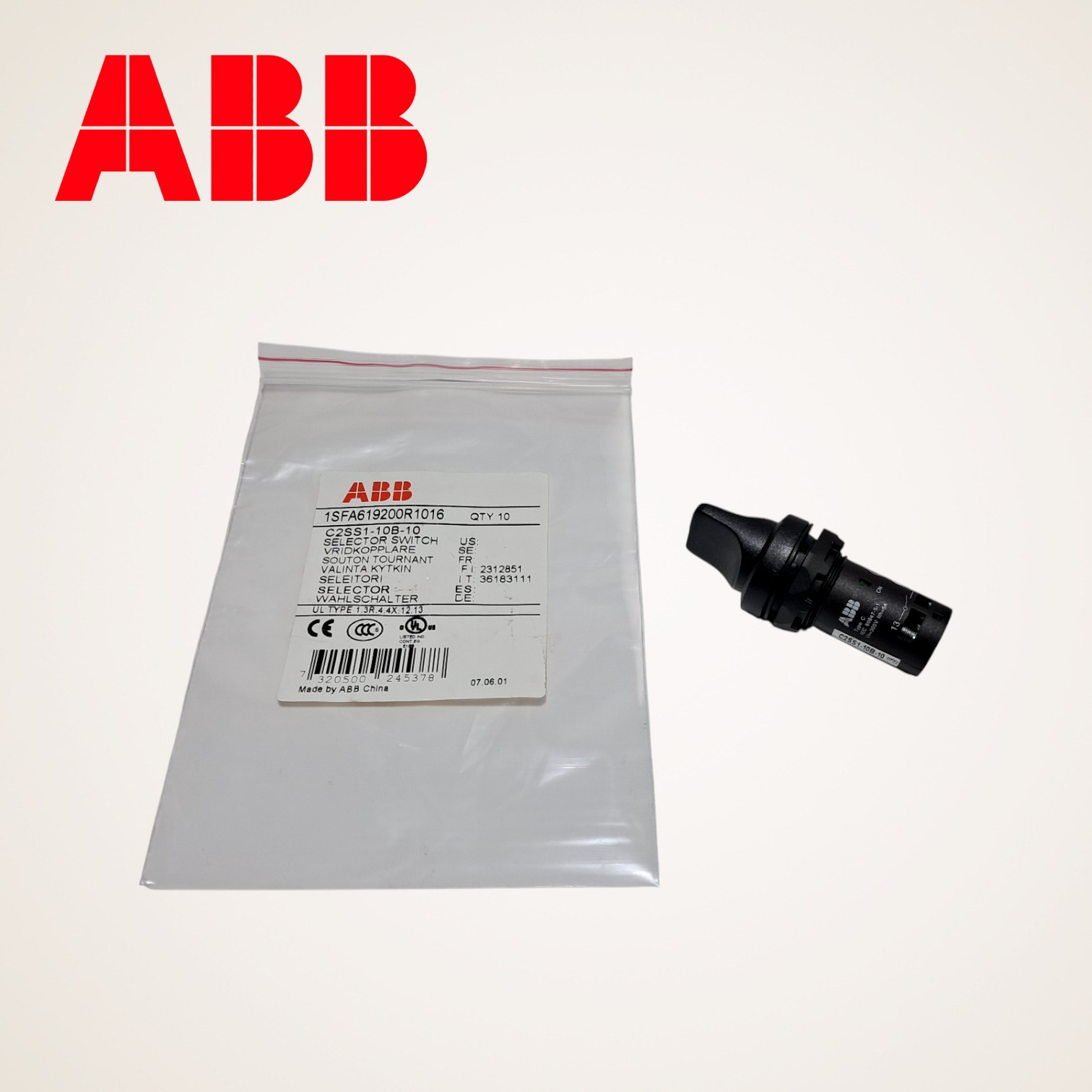 COMUTADOR CHAVE SELECAO 2 POSICOES PRETO COM RETENCAO 1NA - C2SS1-10B-10 - ABB