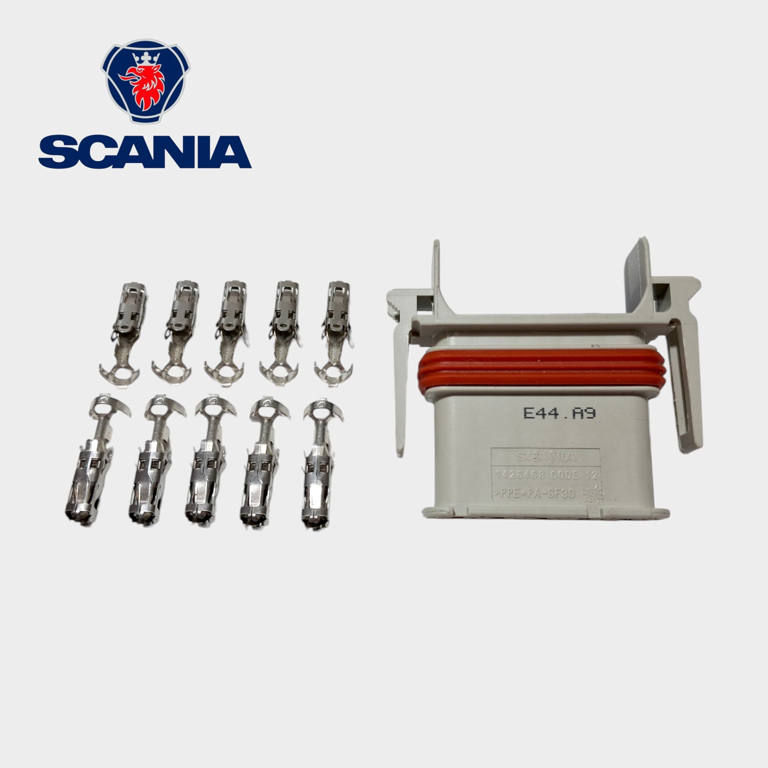 KIT CONECTOR ELETRICO COM TERMINAIS PARA MODULO ORIGINAL 5 VIAS CINZA SERIE 4/P-G-R-T - 1426468 - SCANIA