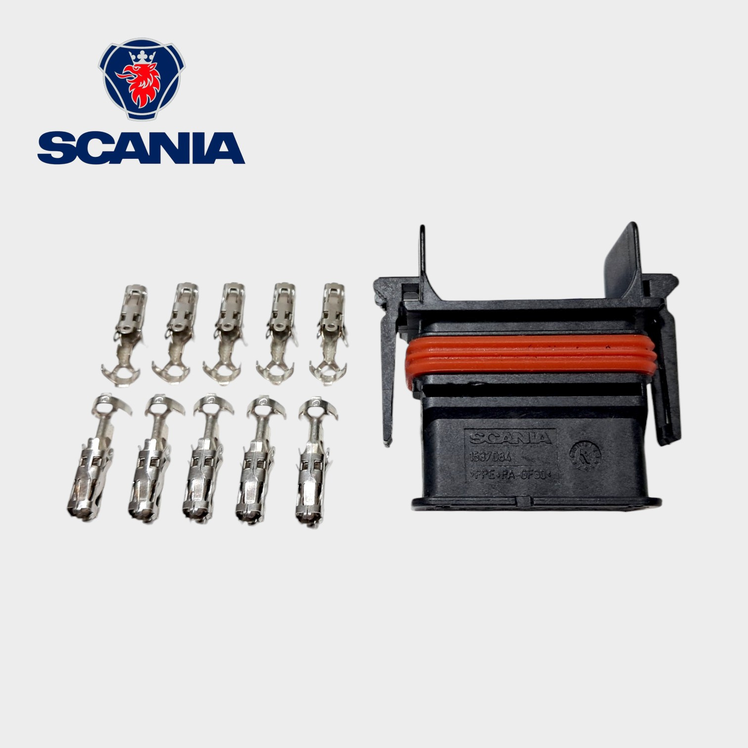 KIT CONECTOR ELETRICO COM TERMINAIS PARA MODULO ORIGINAL 10 VIAS PRETO SERIE 4/L-P-G-R-S-T - 1537084 - SCANIA