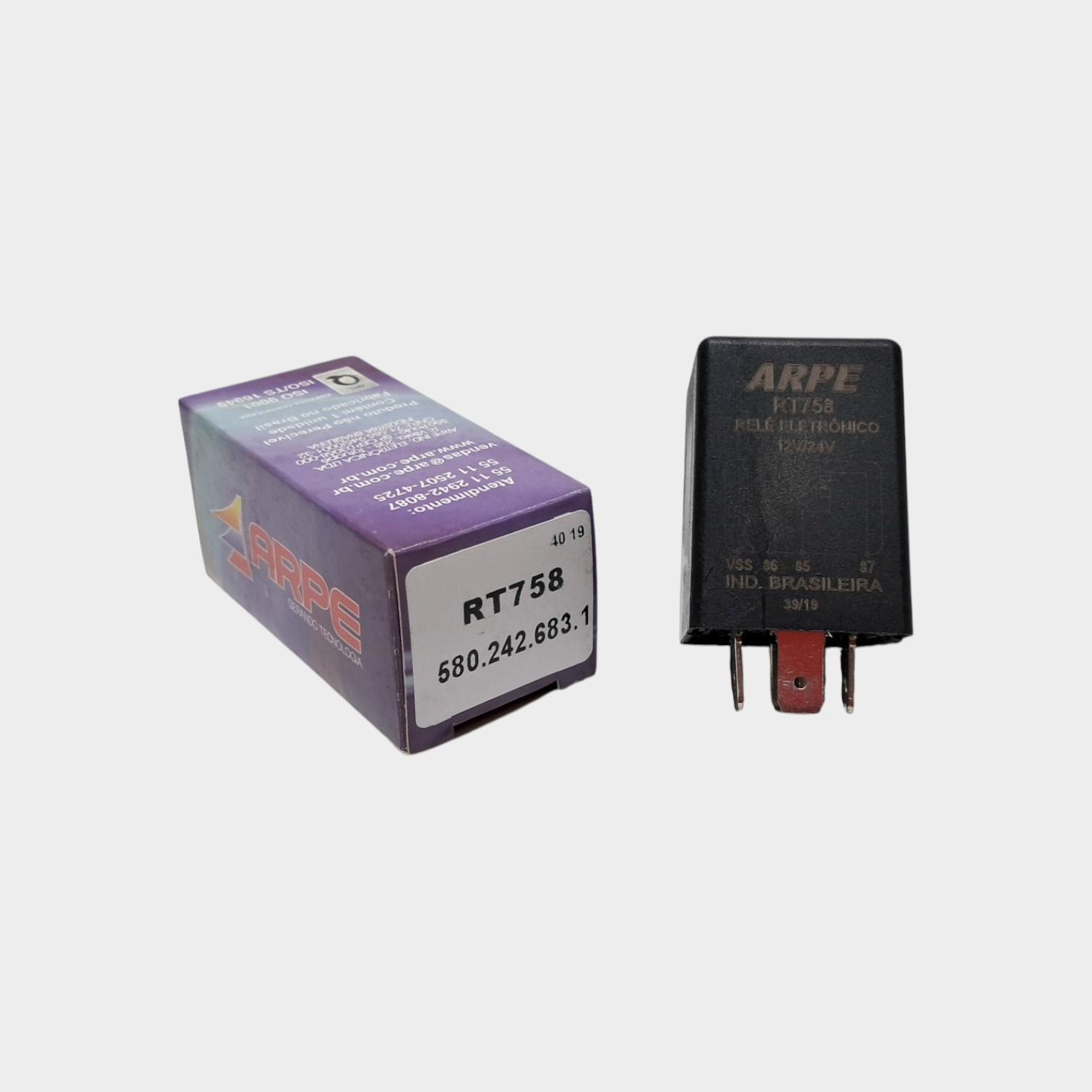 RELE AUXILIAR ELETRONICO UNIVERSAL 12/24V 4 TERMINAIS - 580.242.683.1 - ARPE